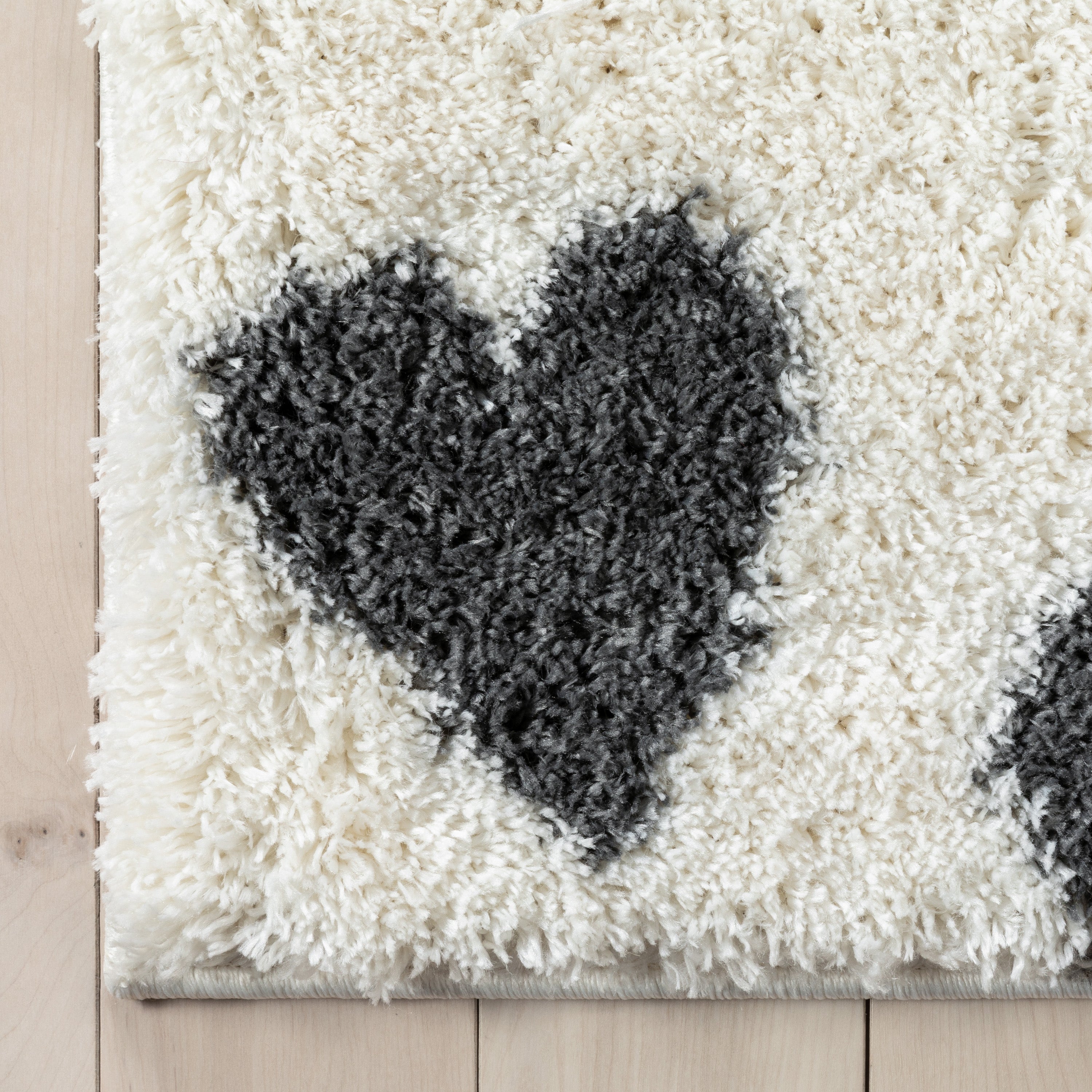 Hearts Modern Heart Pattern Grey Thick & Ultra Soft Kids Rug