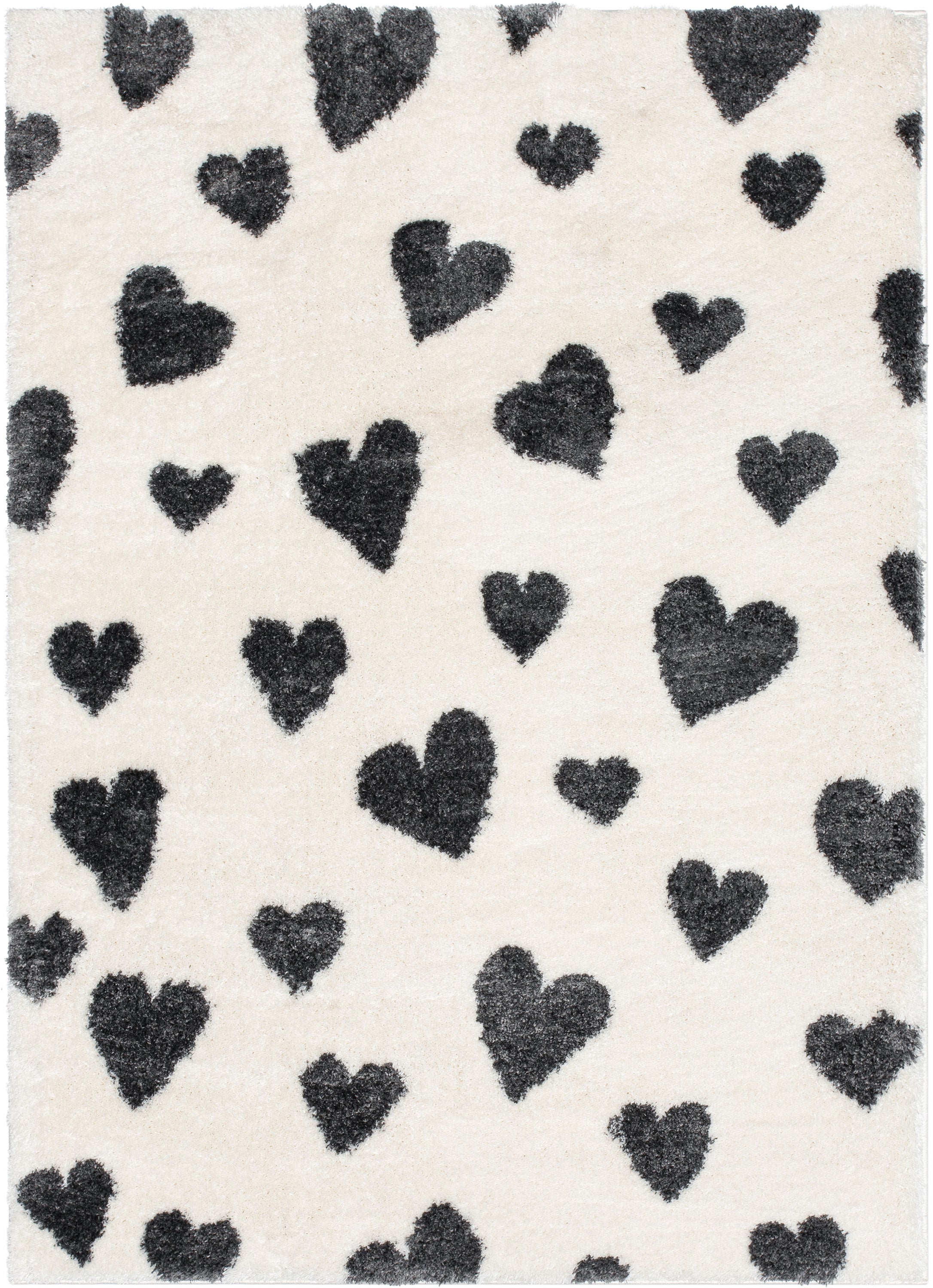 Hearts Modern Heart Pattern Grey Thick & Ultra Soft Kids Rug