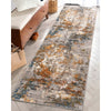 Abstract Modern Distressed Grey Multi High-Low Rug