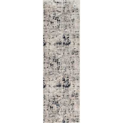 Abstract Modern Distressed Grey Navy High-Low Rug