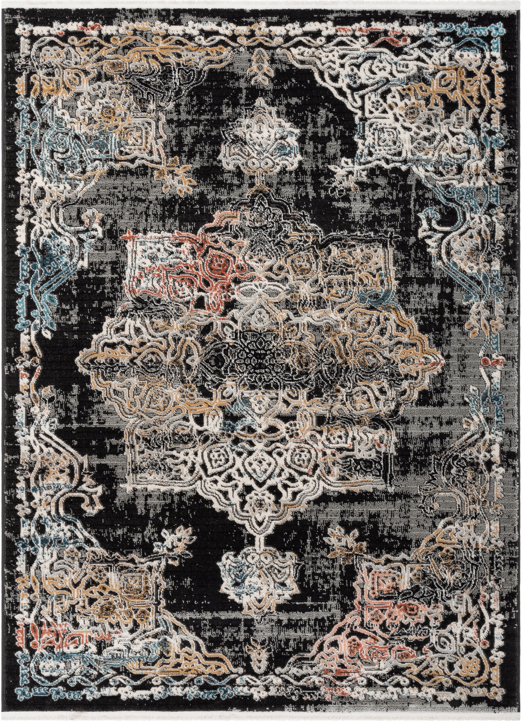 Maura Bohemian Vintage Medallion Oriental 5'3" x 7'3" Black Rug