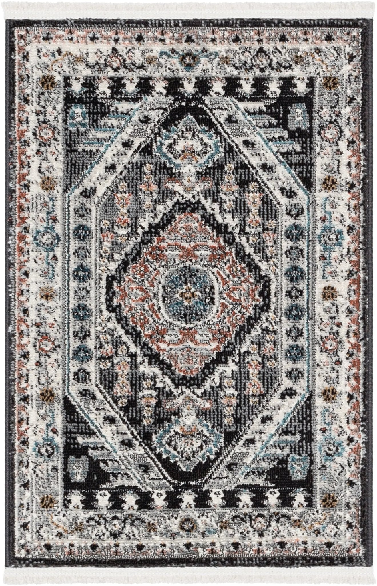 Julita Vintage Bohemian Aztec Tribal Black Rug Well Woven