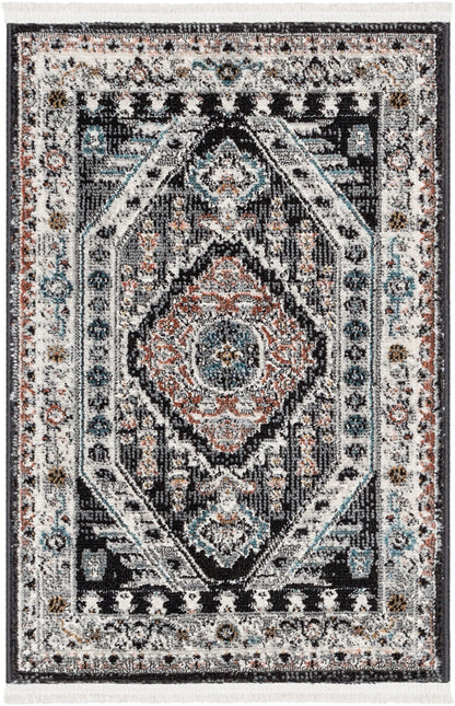 Julita Vintage Bohemian Aztec Tribal Black Rug