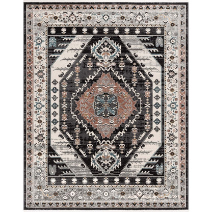 Julita Vintage Bohemian Aztec Tribal Black Rug