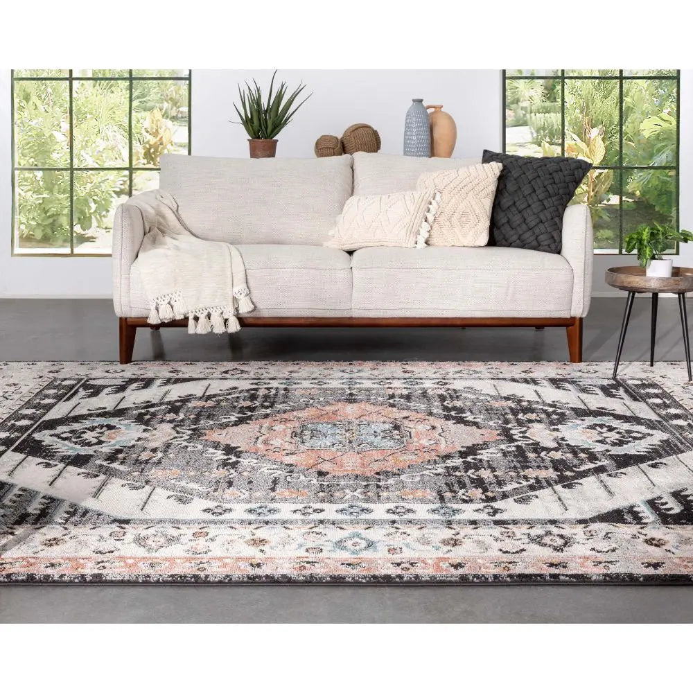 Julita Vintage Bohemian Aztec Tribal Black Rug Well Woven