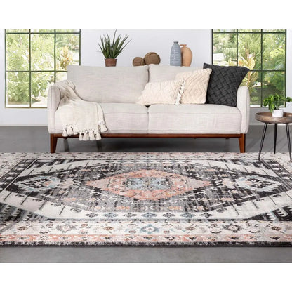 Julita Vintage Bohemian Aztec Tribal Black Rug Well Woven
