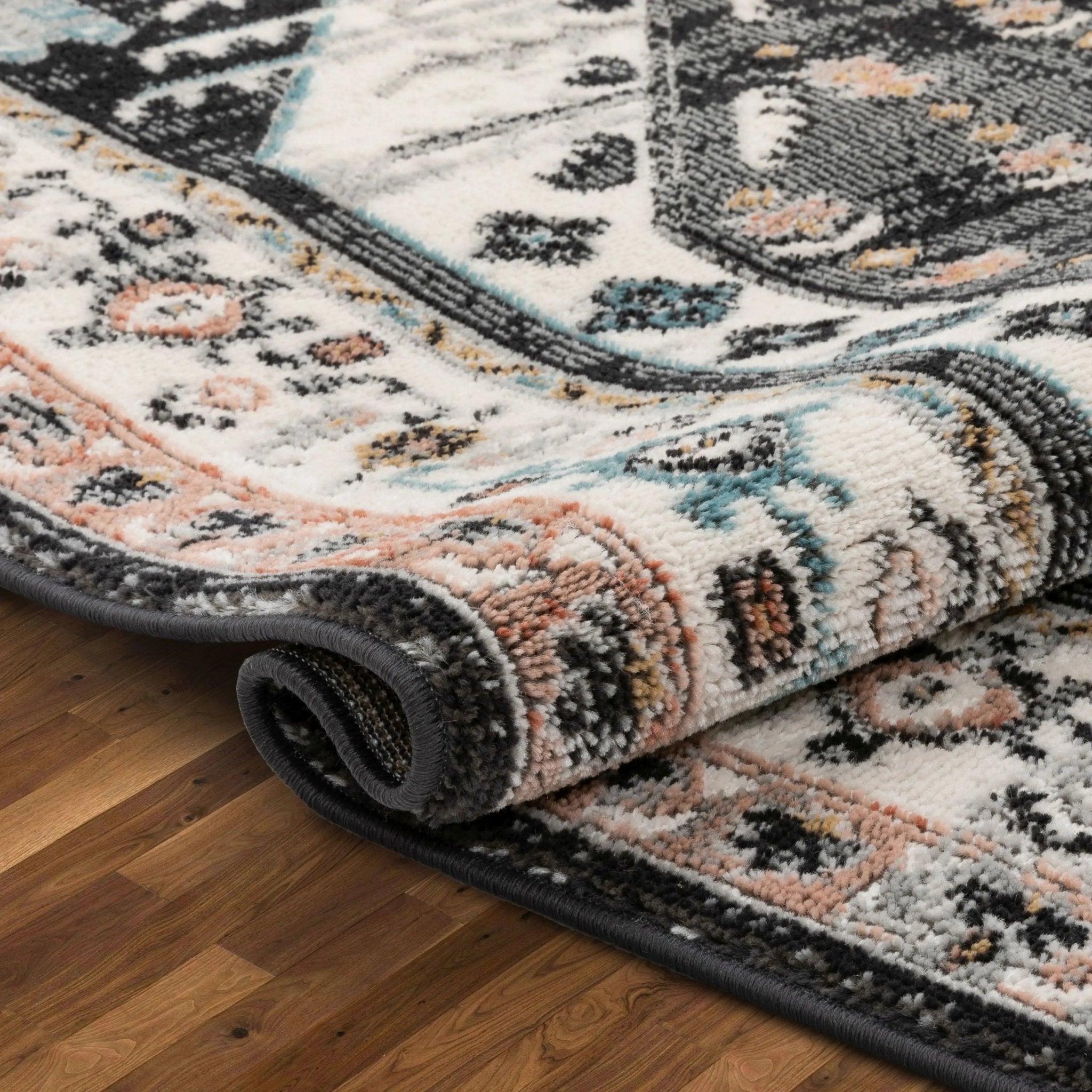 Julita Vintage Bohemian Aztec Tribal Black Rug Well Woven