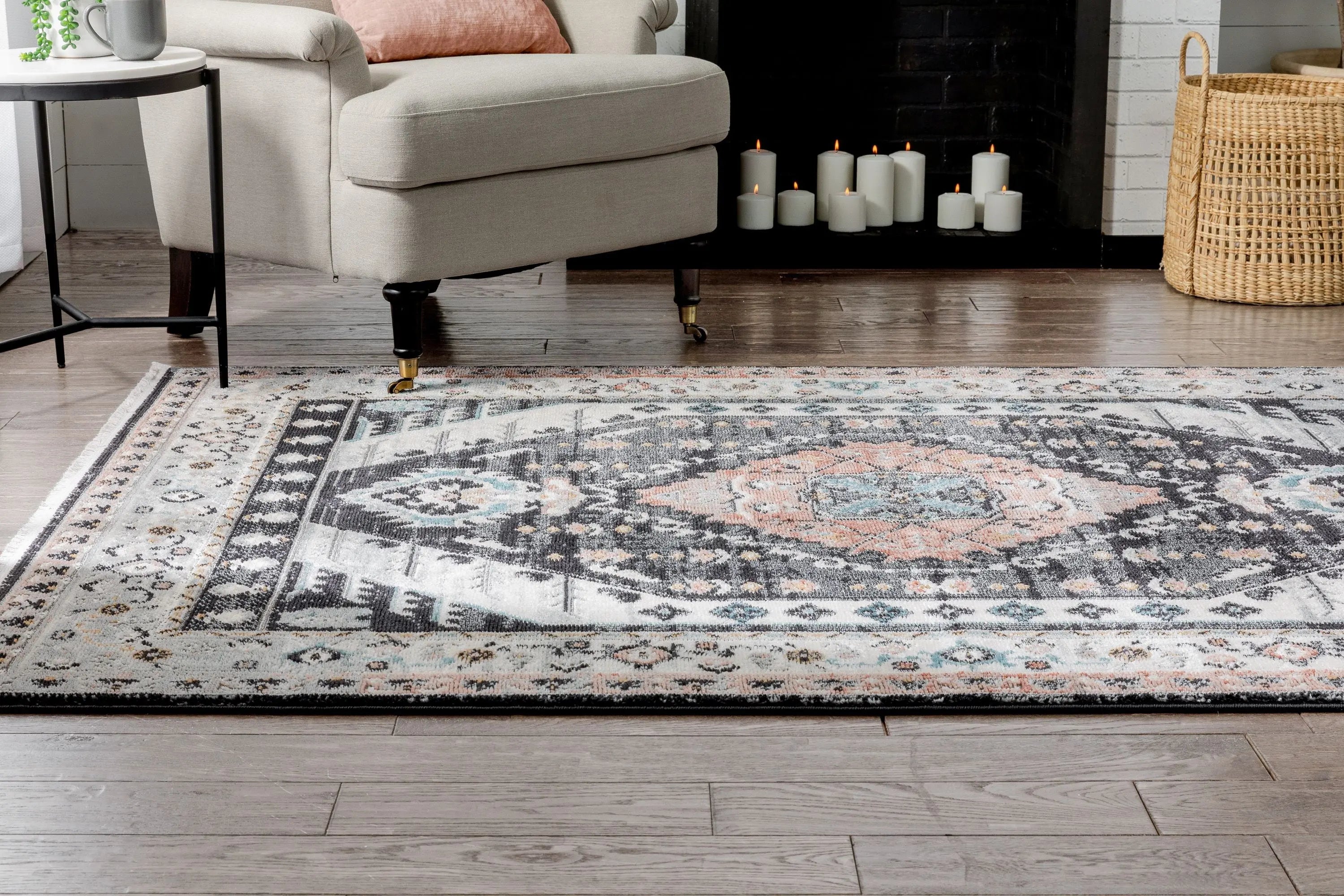 Julita Vintage Bohemian Aztec Tribal Black Rug Well Woven