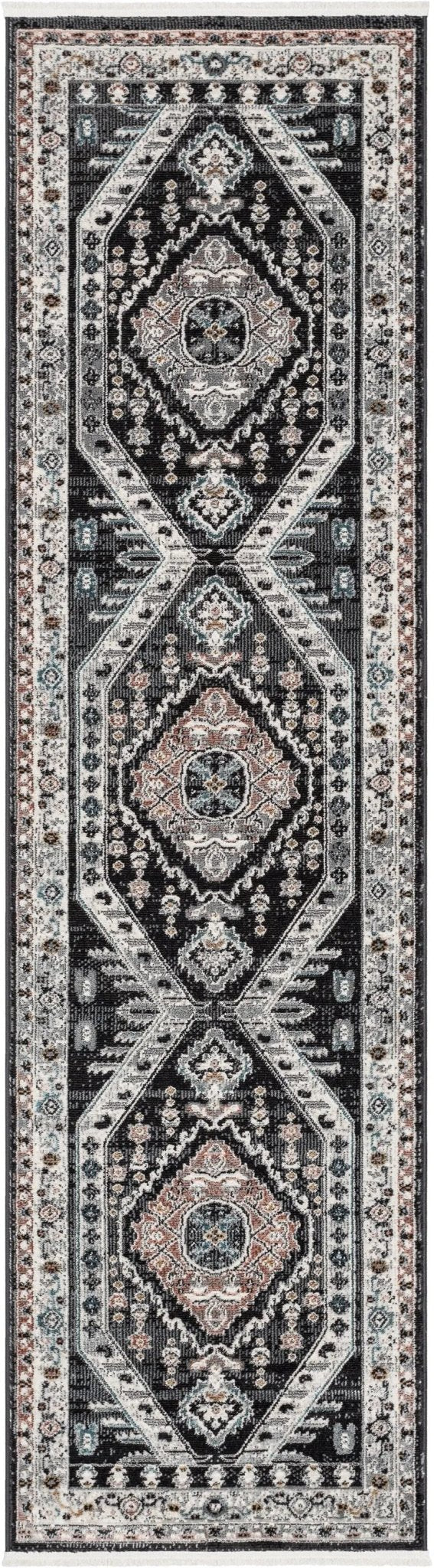 Julita Vintage Bohemian Aztec Tribal Black Rug Well Woven