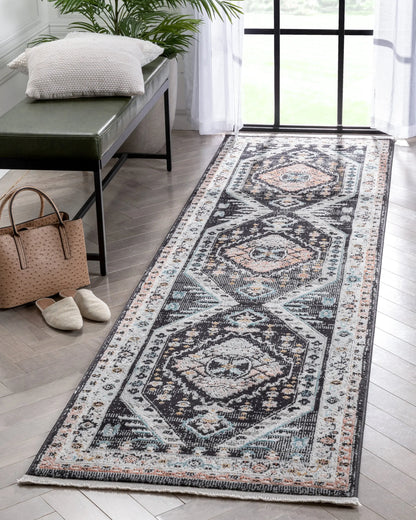 Julita Vintage Bohemian Aztec Tribal Black Rug Well Woven