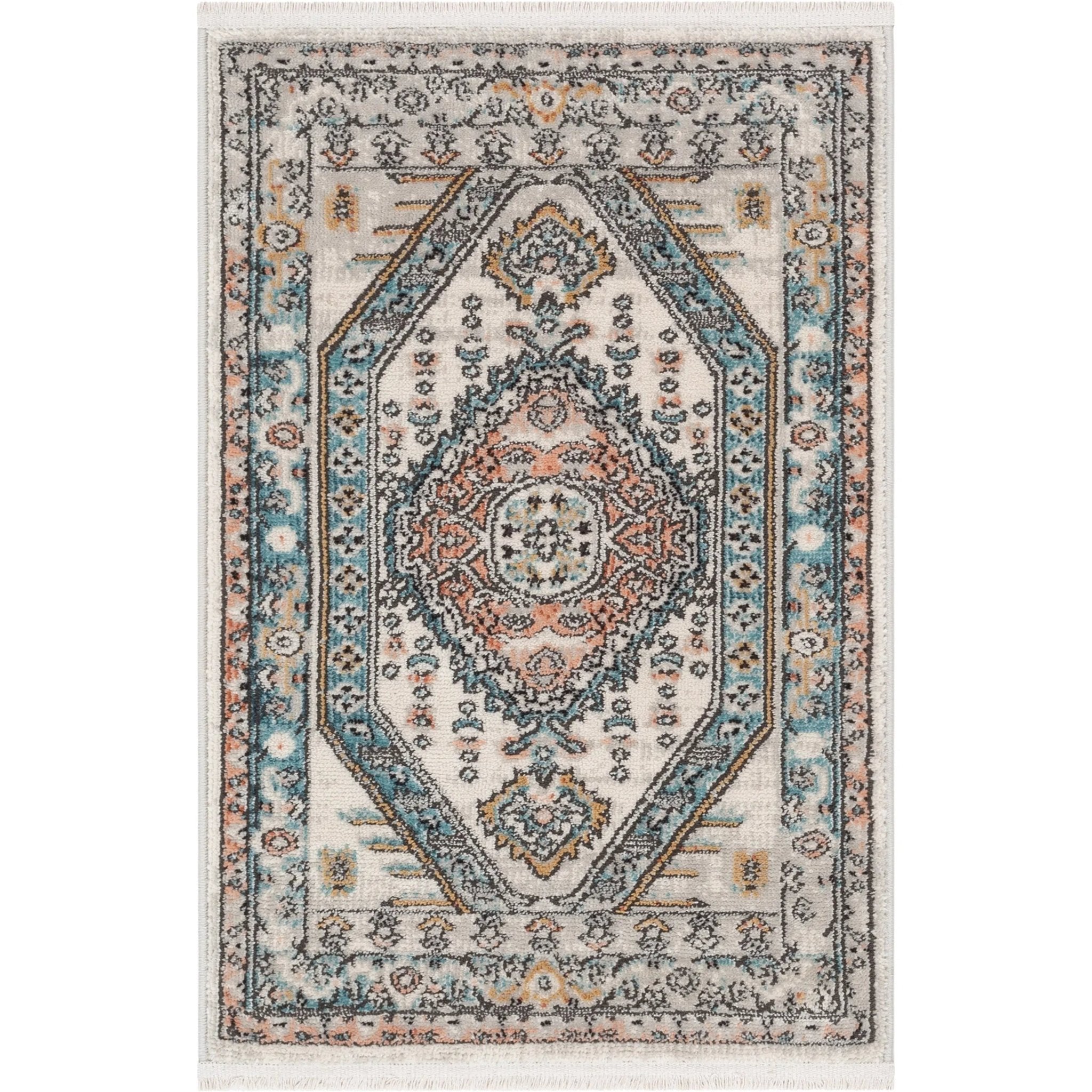 Jane Vintage Bohemian Aztec Tribal Blue Rug Well Woven