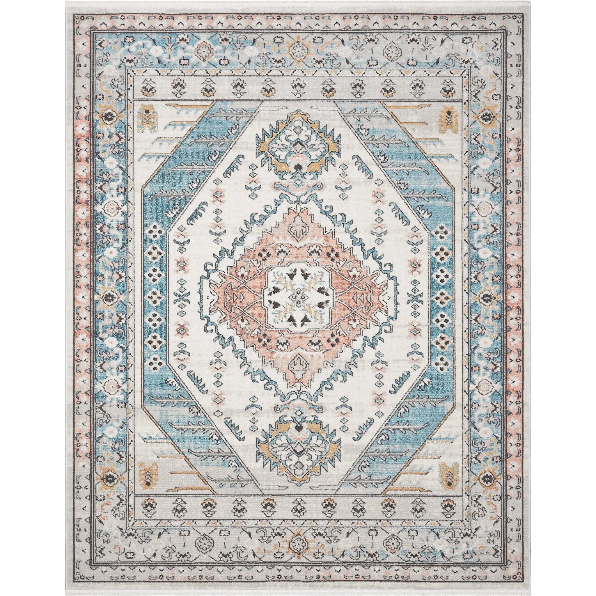 Jane Vintage Bohemian Aztec Tribal Blue Rug Well Woven