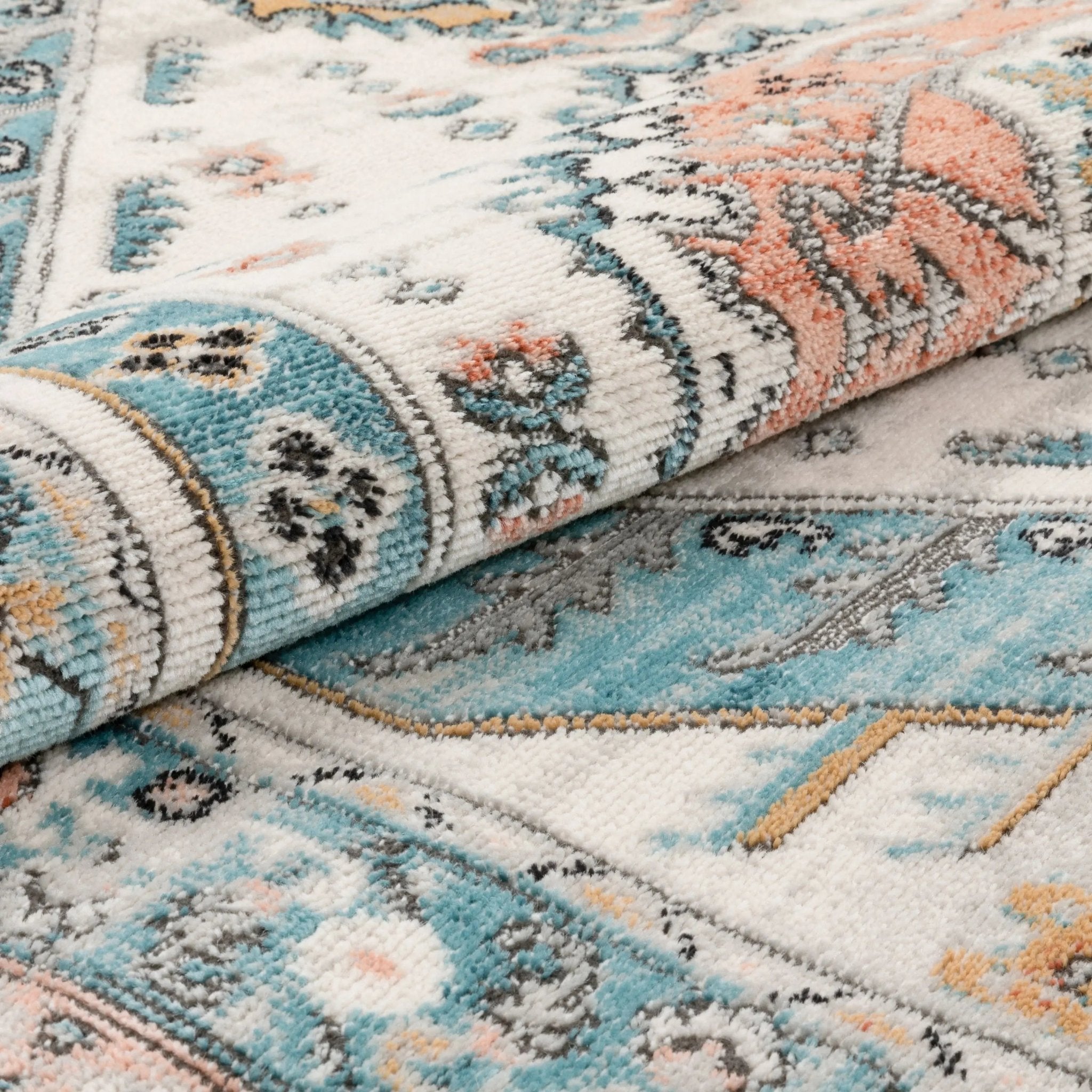 Jane Vintage Bohemian Aztec Tribal Blue Rug Well Woven