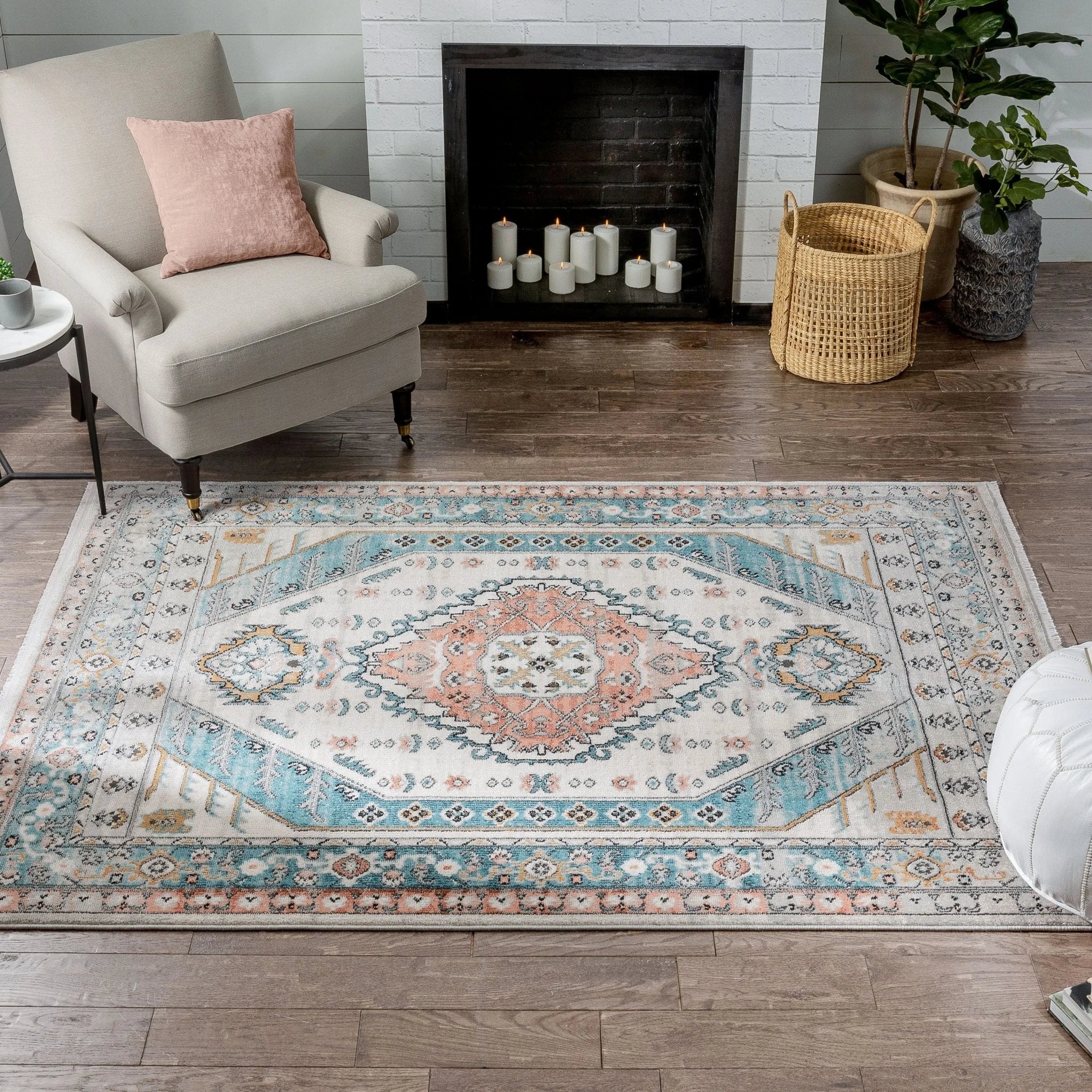 Jane Vintage Bohemian Aztec Tribal Blue Rug Well Woven
