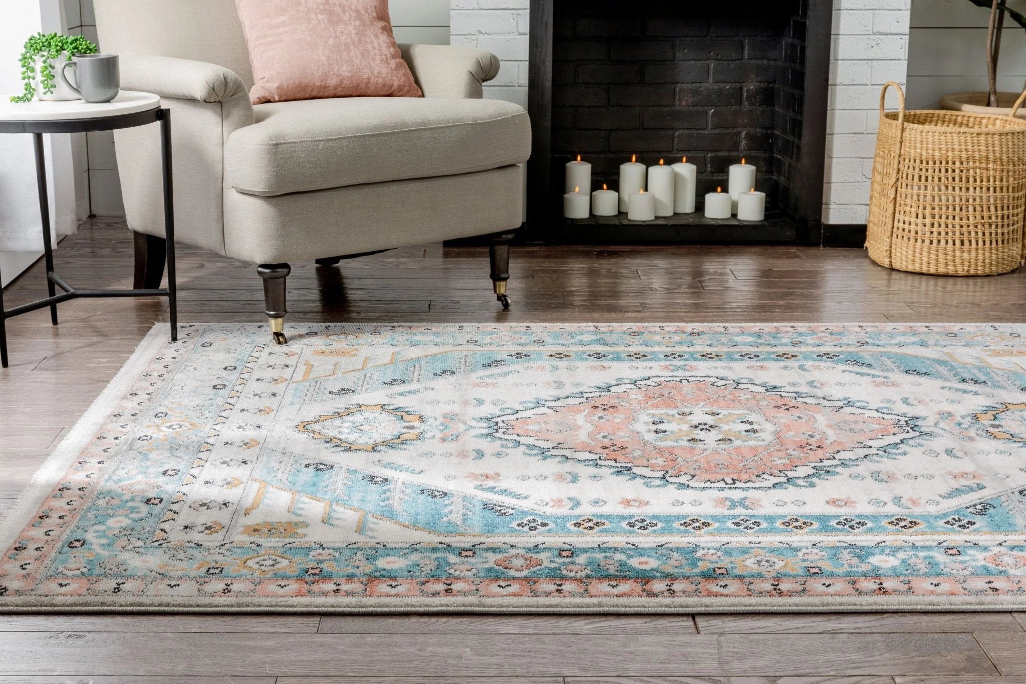 Jane Vintage Bohemian Aztec Tribal Blue Rug Well Woven