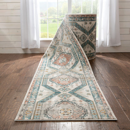 Julita Custom Size Runner Medallion Oriental Blue  Choose Your Width x Choose Your Length Hallway Runner Rug