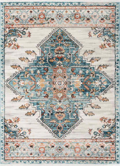 Manor Vintage Bohemian Medallion Oriental Blue Rug