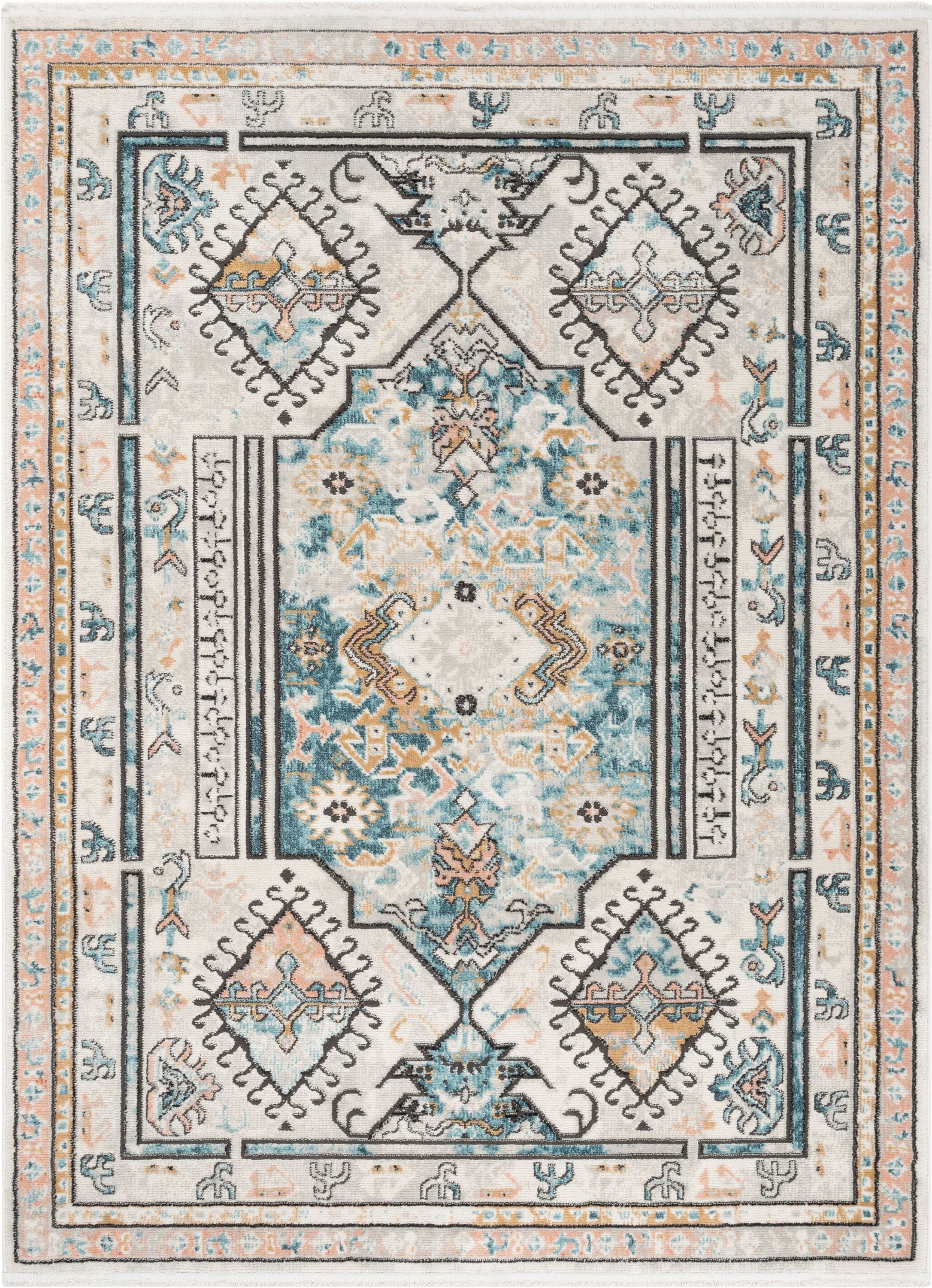 Valeria Bohemian Vintage Oriental Botanical Blue Rug