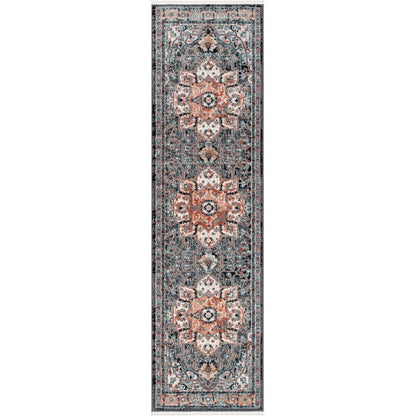 Minos Vintage Bohemian Oriental Floral Black Rug