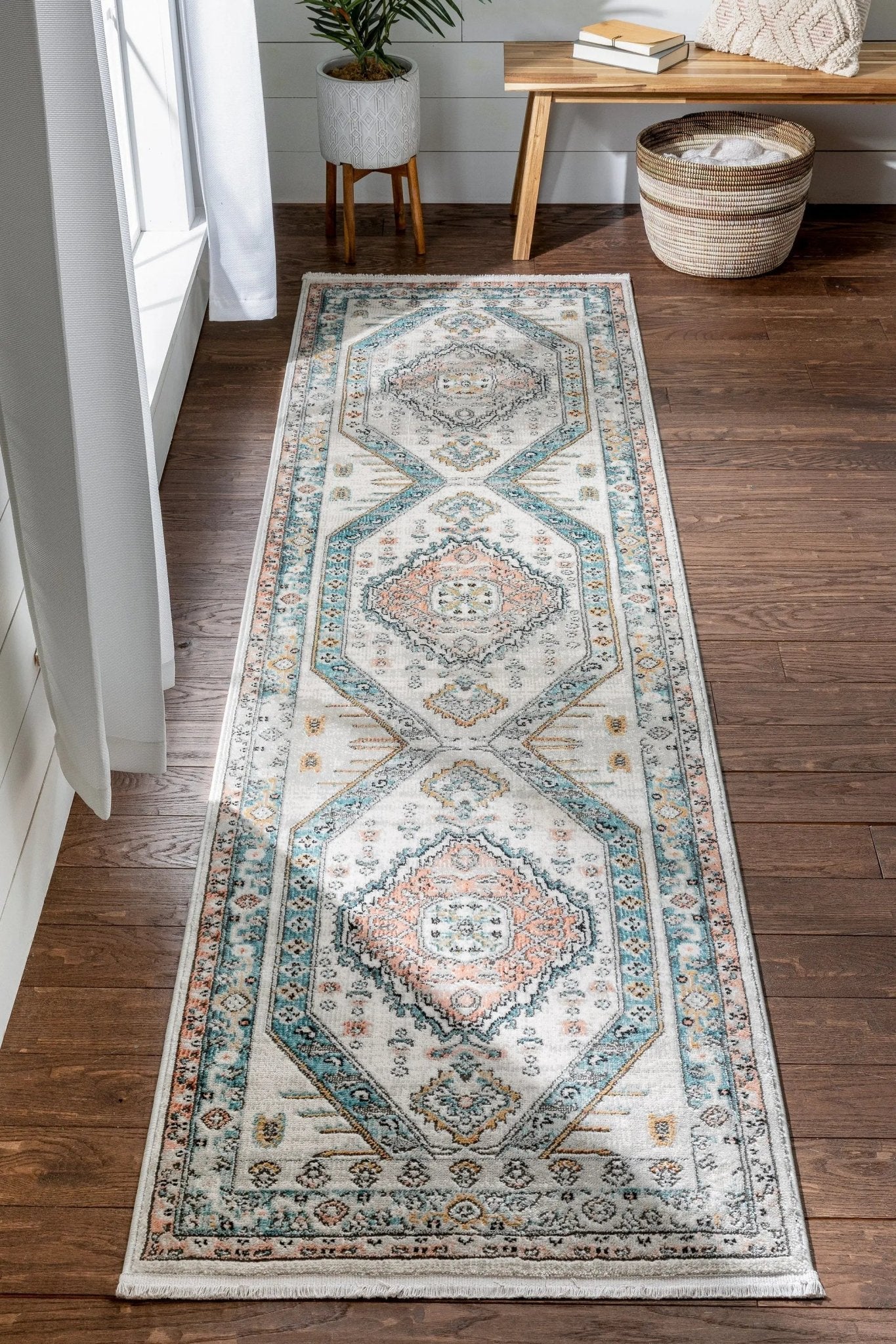 Jane Vintage Bohemian Aztec Tribal Blue Rug Well Woven