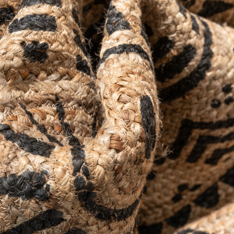 Kiera Bohemian Tribal Hand-Braided Jute Natural Black  Rug