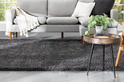 Halden Solid Pattern Dark Grey Thick  Nordic Shag Rug