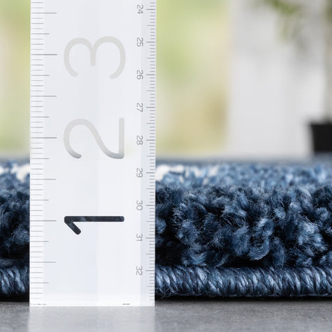 Kari Scandinavian Moroccan Lattice Blue Thick  Nordic Shag Rug