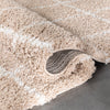 Latham Scandinavian Geometric Beige Thick  Nordic Shag Rug