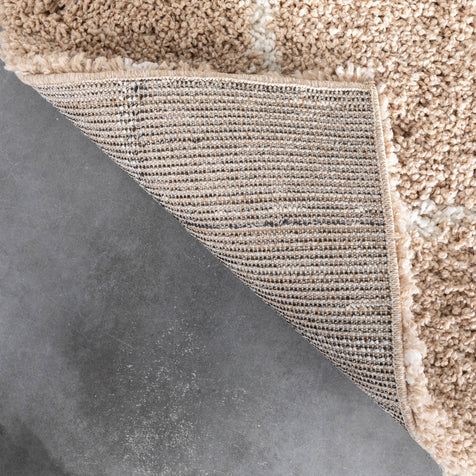 Latham Scandinavian Geometric Beige Thick  Nordic Shag Rug