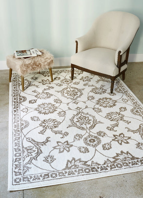 Stupendous Beige Vintage Oriental Microfiber Rug 7'10" x 9'10"