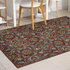 Florence Brown/Grey Floral Flat-Weave Cotton Backing Rug