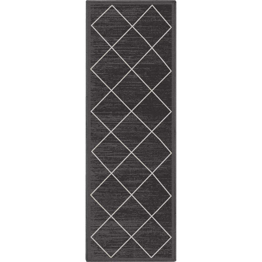 Clover Grey Modern Trellis Flat-Weave Cotton Backing Rug