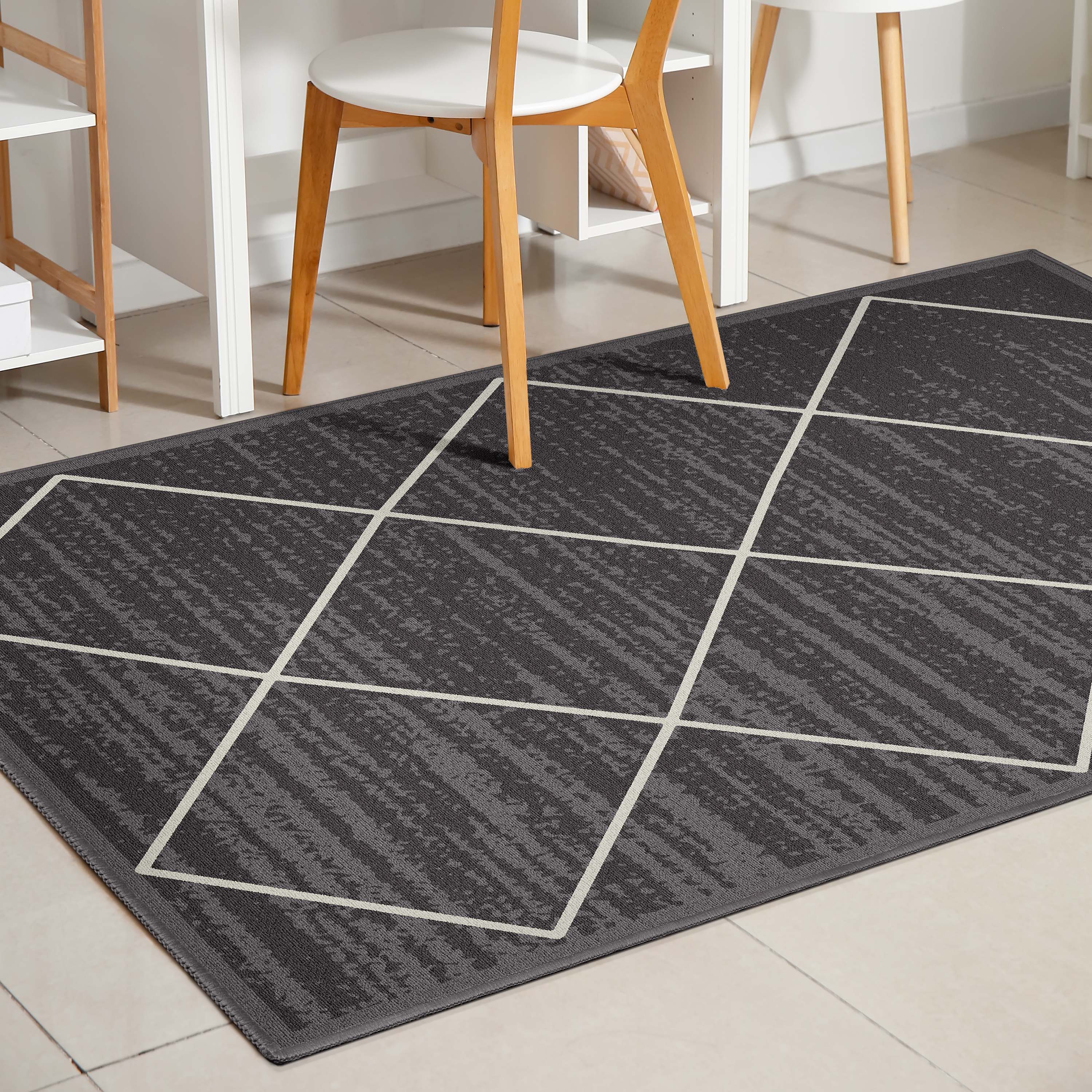 Clover Grey Modern Trellis Flat-Weave Cotton Backing Rug