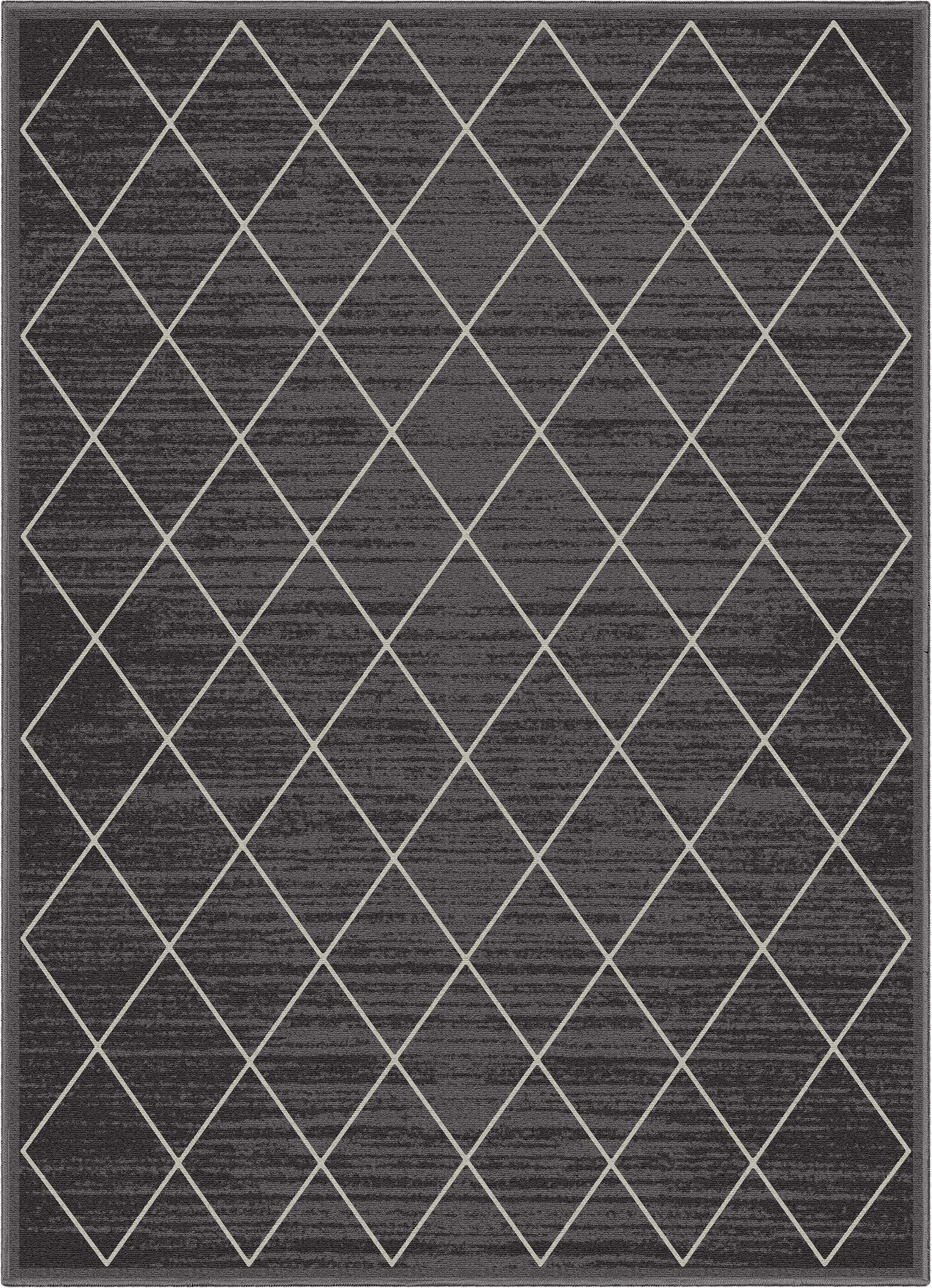 Clover Grey Modern Trellis Flat-Weave Cotton Backing Rug