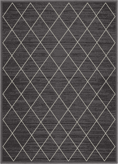 Clover Grey Modern Trellis Flat-Weave Cotton Backing Rug