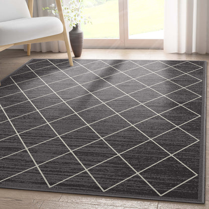 Clover Grey Modern Trellis Flat-Weave Cotton Backing Rug