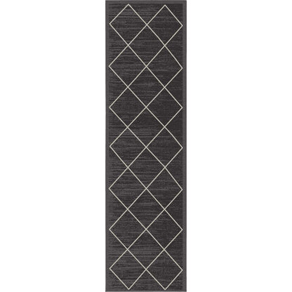 Clover Grey Modern Trellis Flat-Weave Cotton Backing Rug