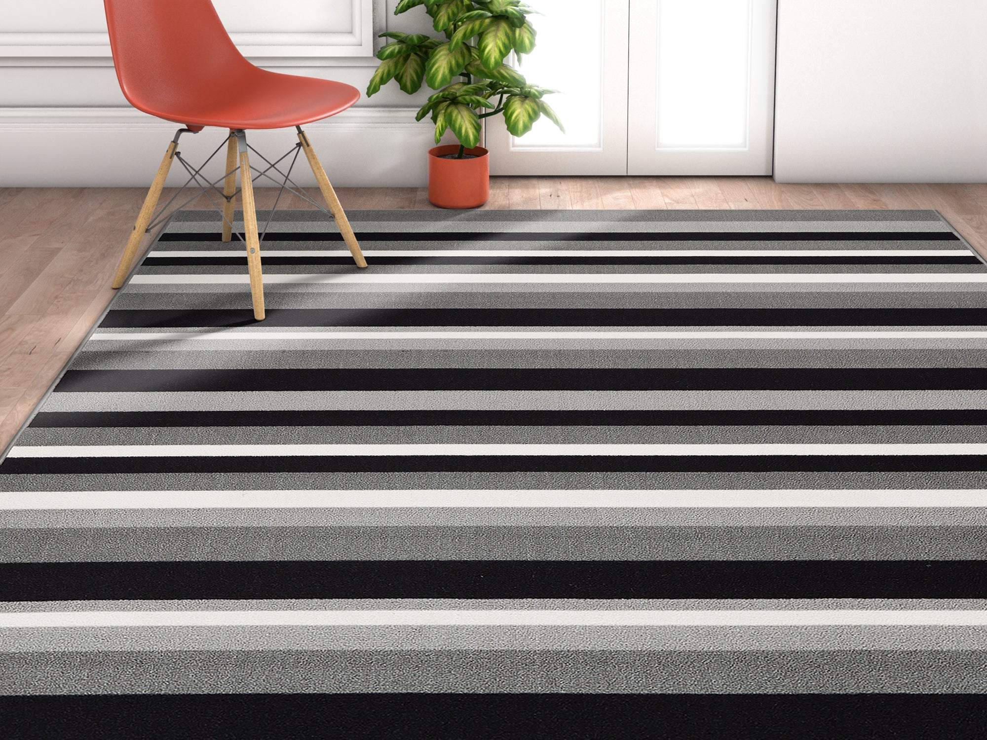 Uni Stripes Grey Modern Rug