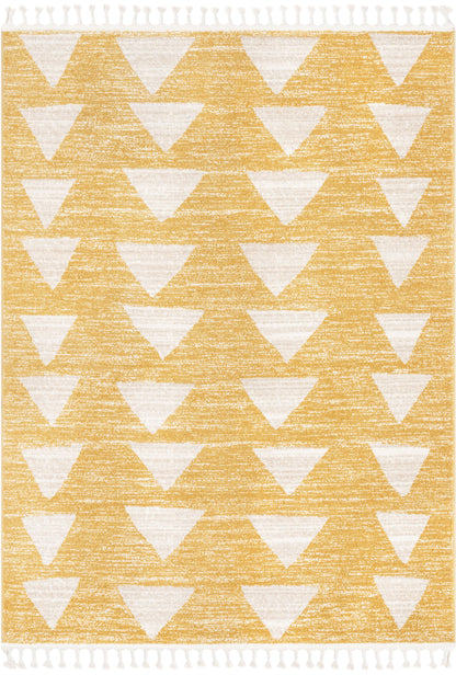 Triangles Modern Geometric Pattern Yellow Kids Rug