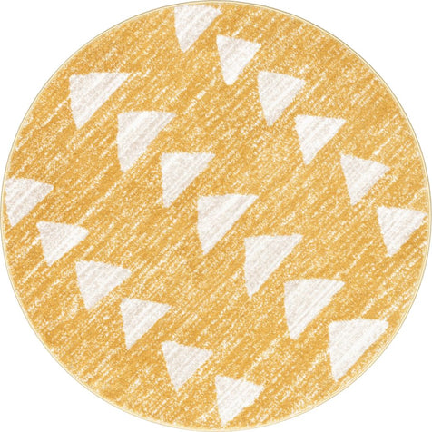 Triangles Modern Geometric Pattern Yellow Kids Rug