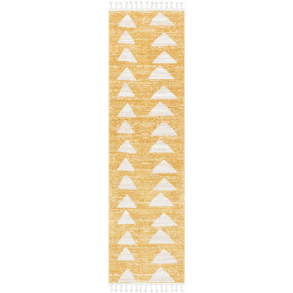 Triangles Modern Geometric Pattern Yellow Kids Rug