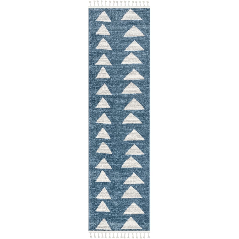 Triangles Modern Geometric Pattern Blue Kids Rug