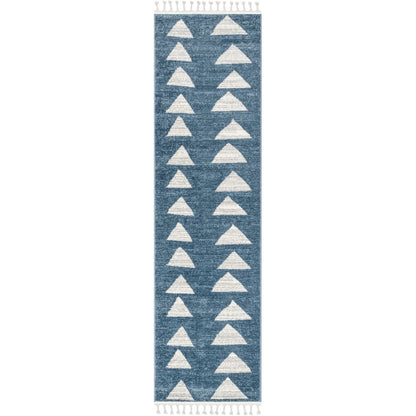 Triangles Modern Geometric Pattern Blue Kids Rug