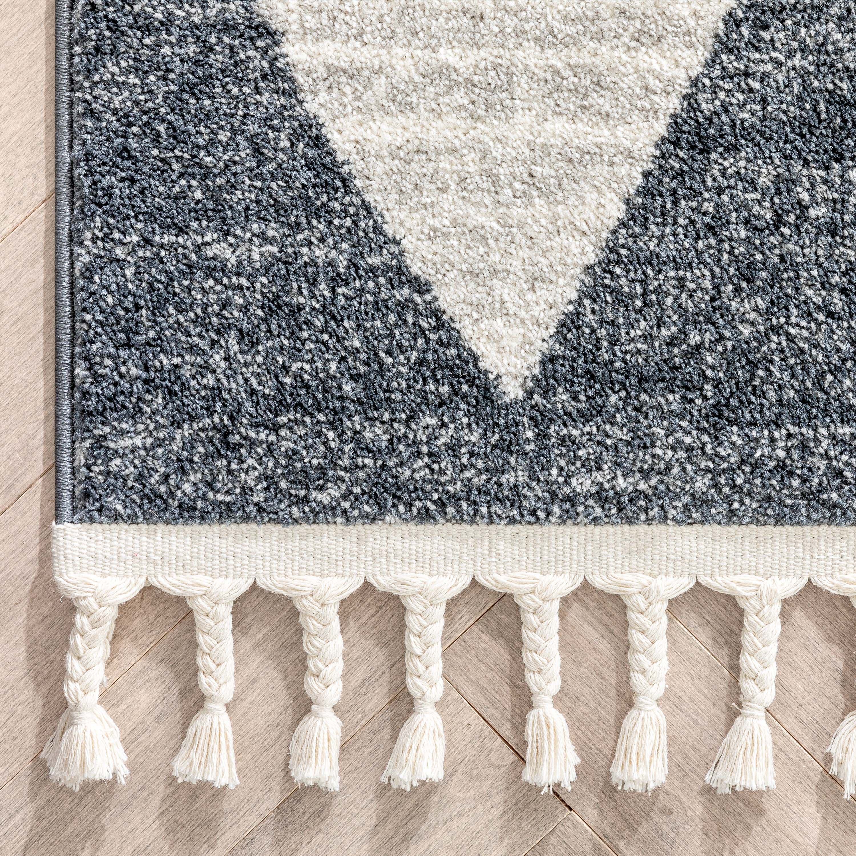 Triangles Modern Geometric Pattern Grey Kids Rug