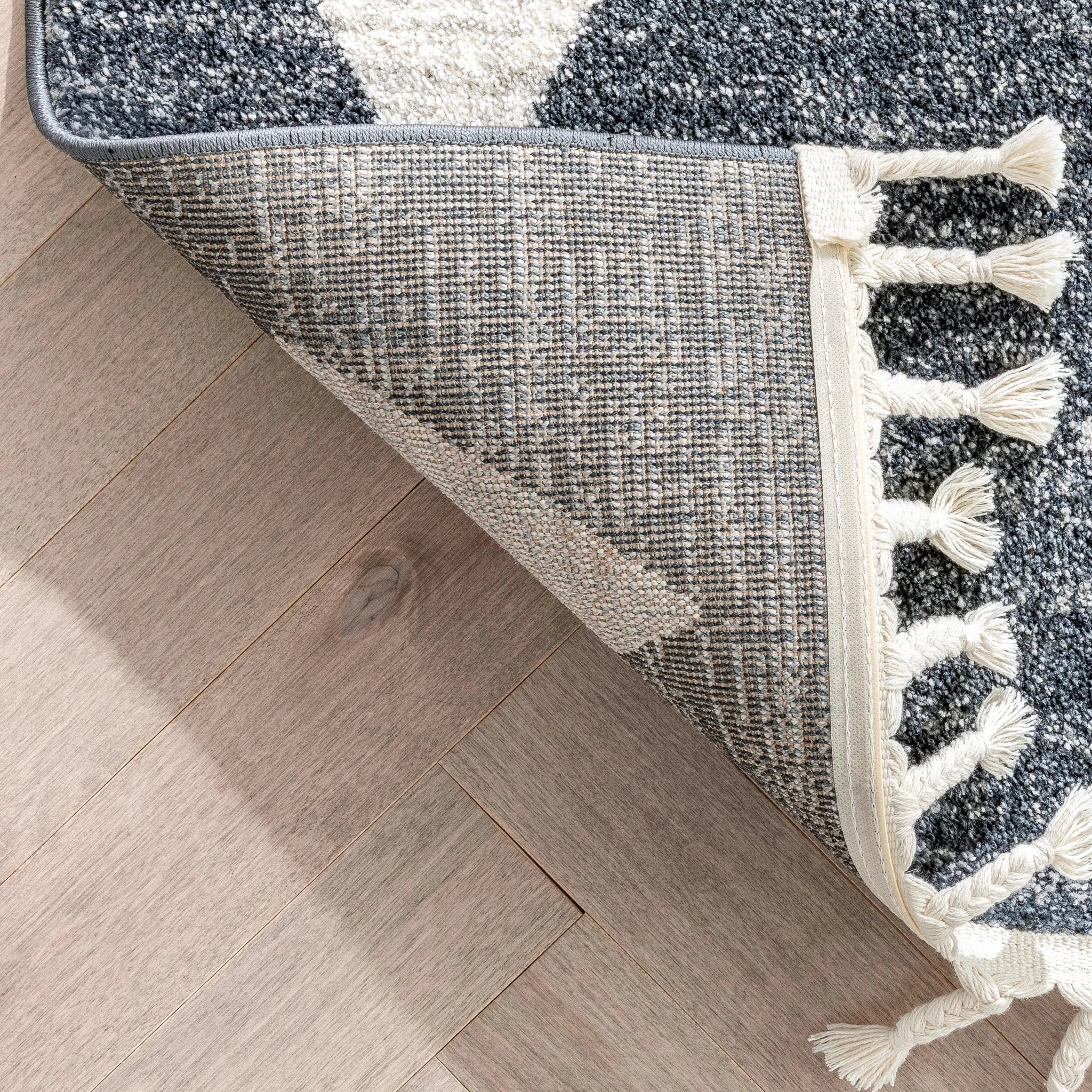 Triangles Modern Geometric Pattern Grey Kids Rug Well Woven