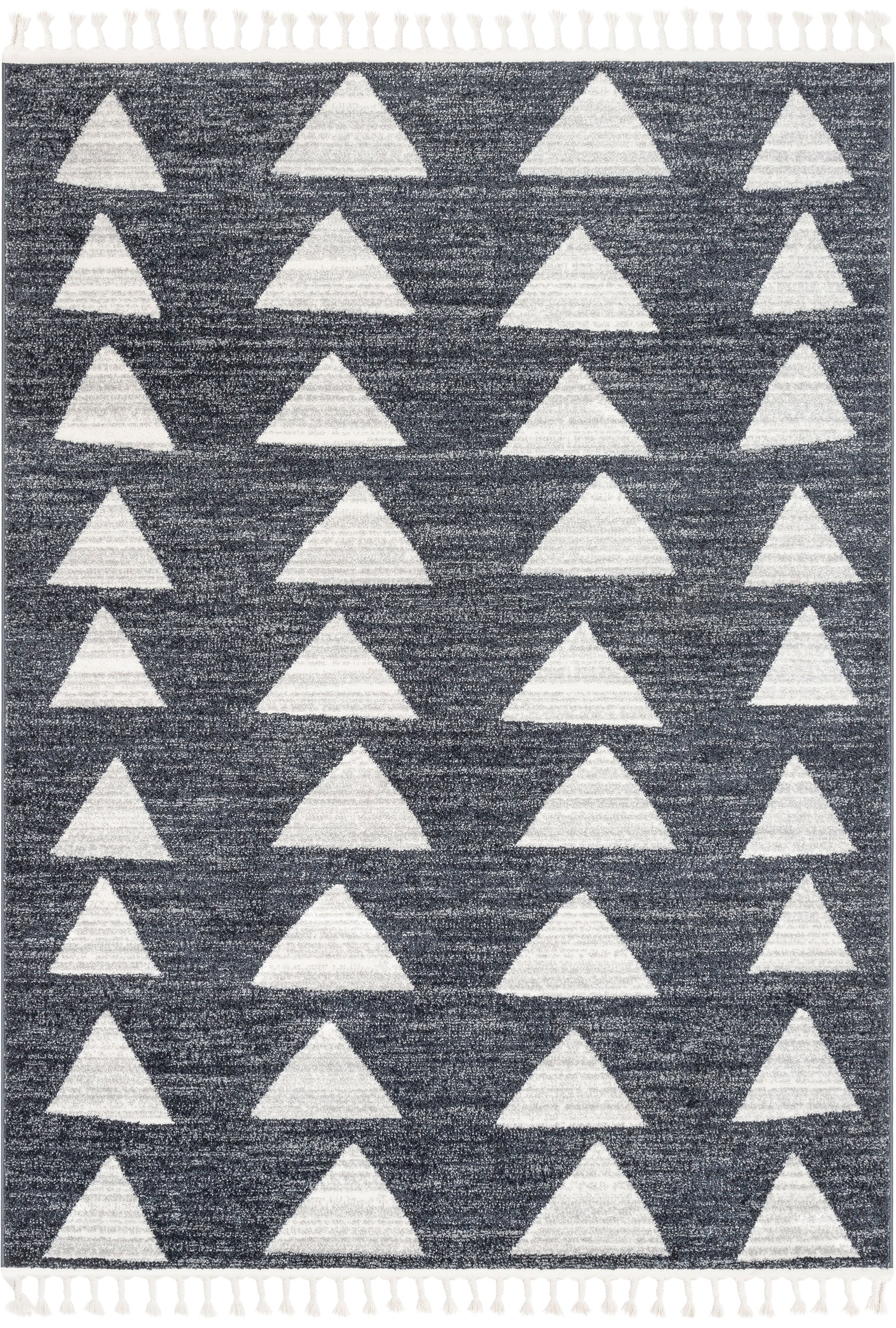 Triangles Modern Geometric Pattern Grey Kids Rug