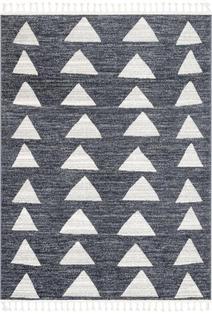 Triangles Modern Geometric Pattern Grey Kids Rug