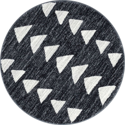 Triangles Modern Geometric Pattern Grey Kids Rug