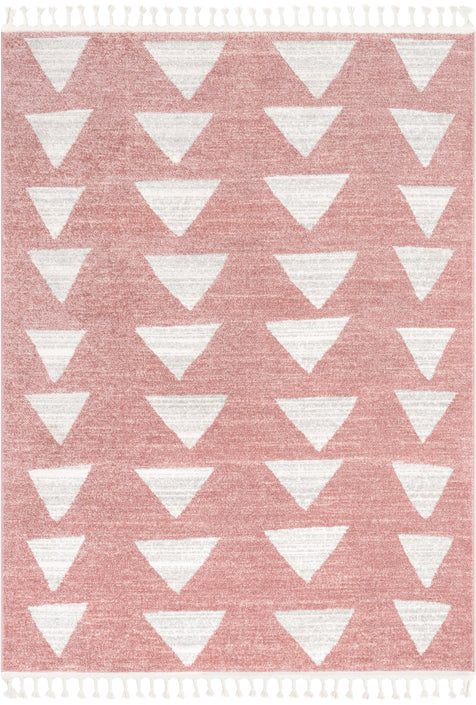 Triangles Modern Geometric Pattern Pink Kids Rug