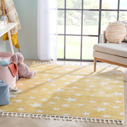 Stars Modern Geometric Yellow Kids Rug